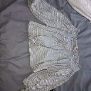 Gathered cotton striped top